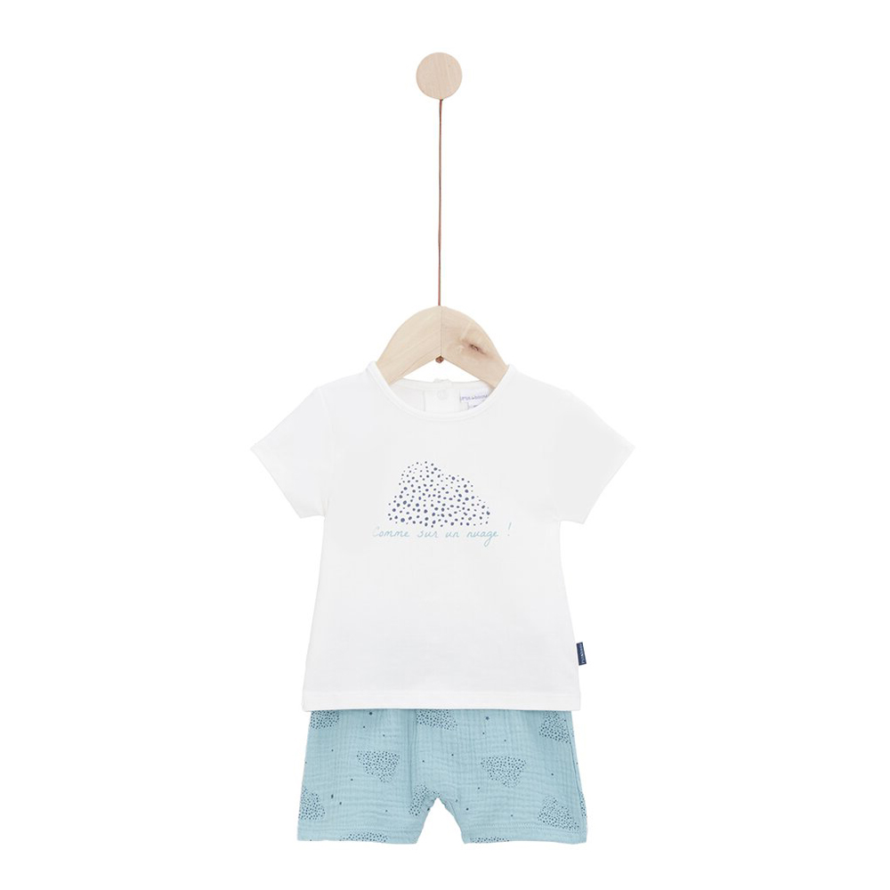 Ensemble Short avec haut Mon petit nuage BLEU P’tit bisou