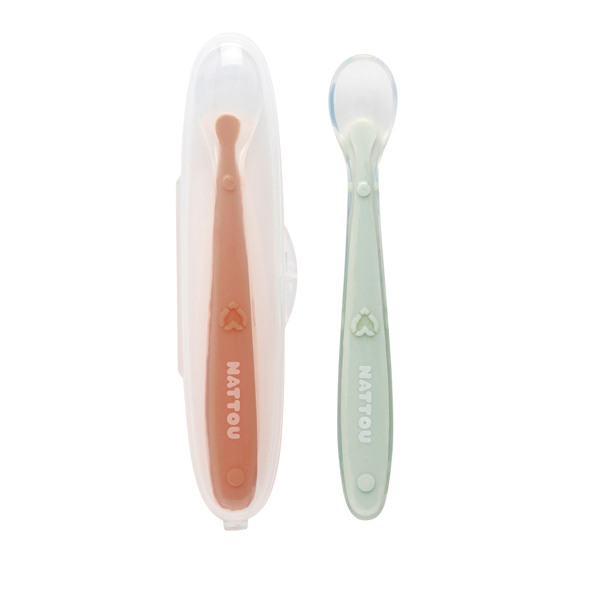 Nattou - Set 2 cuillères silicone avec étui MULTICOLORE Nattou