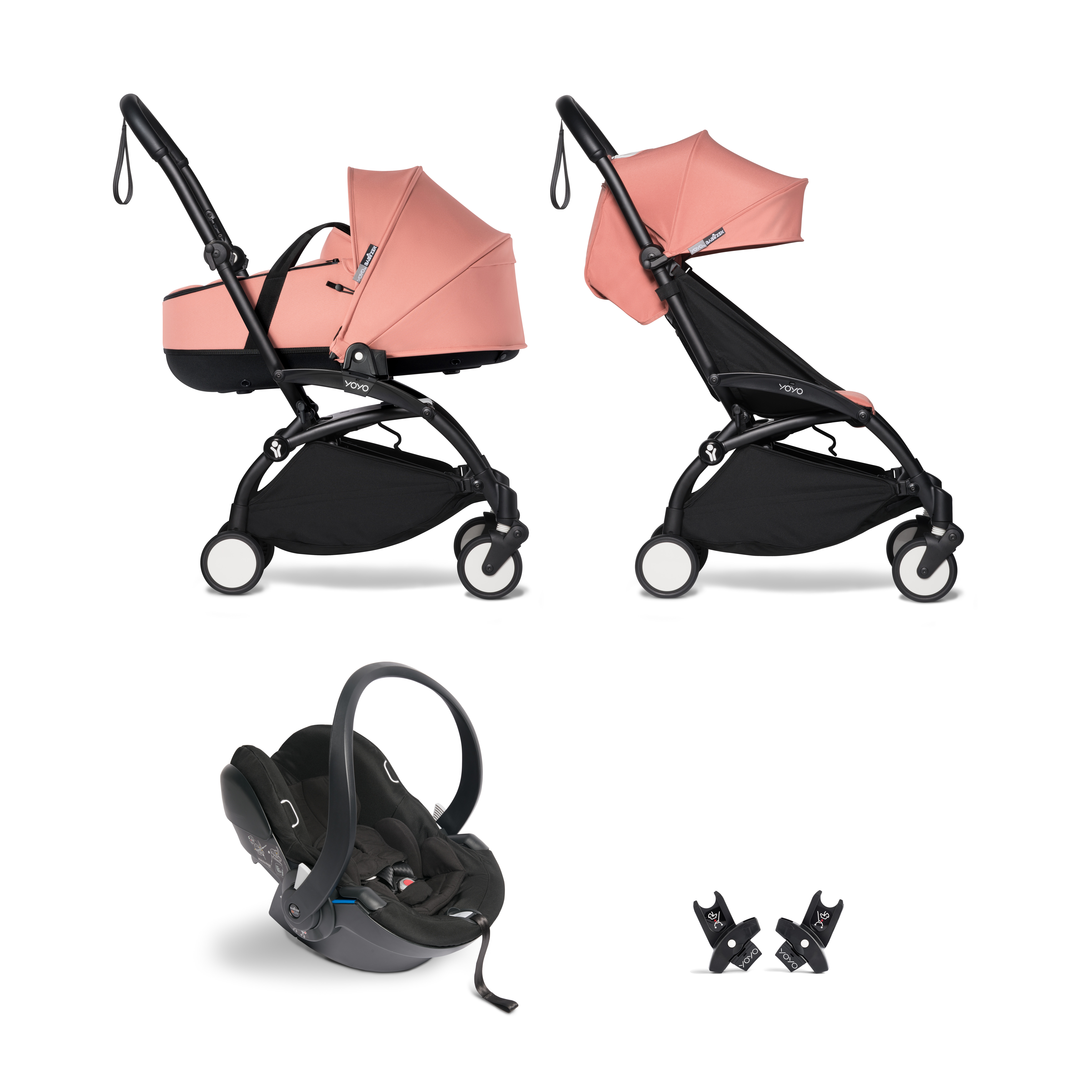 Pack poussette trio YOYO² noir + pack 6+ + nacelle ginger + coque by BeSafe BABYZEN