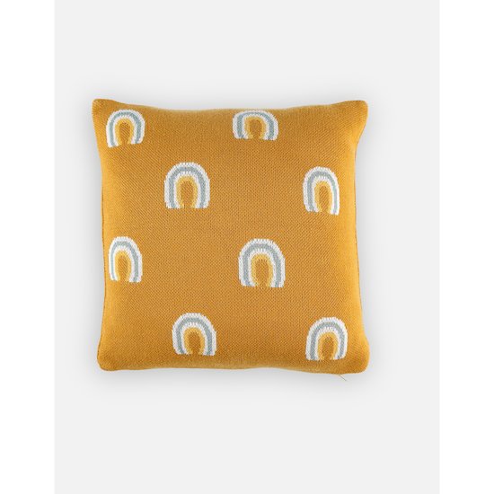 Noukie's Coussin Tricot Bio Tiga & Stegi Jaune 36x36 cm Noukie's Coussin Tricot Bio Tiga & Stegi Jaune 36x36 cm