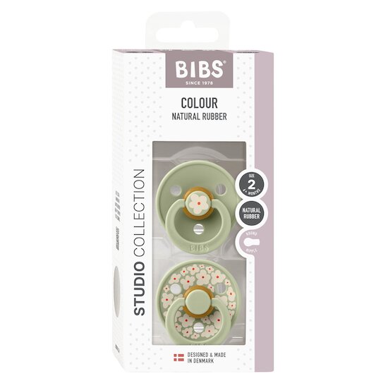 BIBS Tétines Studio Colour 2 Pack Caoutchouc naturel Sage/Sage 