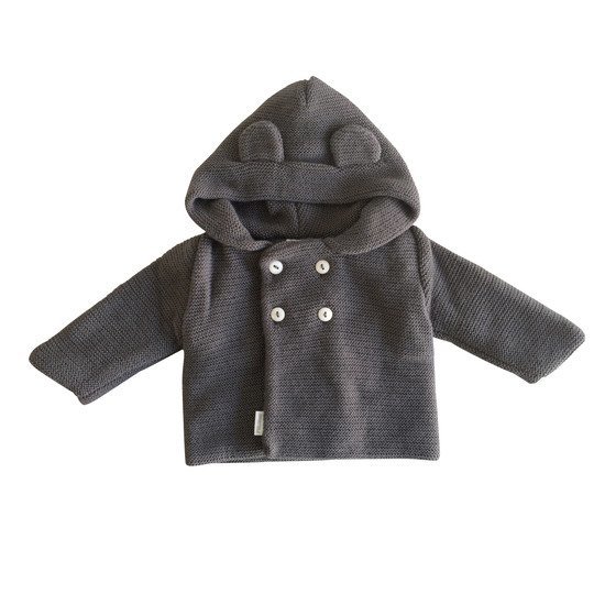 P’tit bisou Manteau à capuche - Trousseau Tricot  Réglisse 1-3 mois