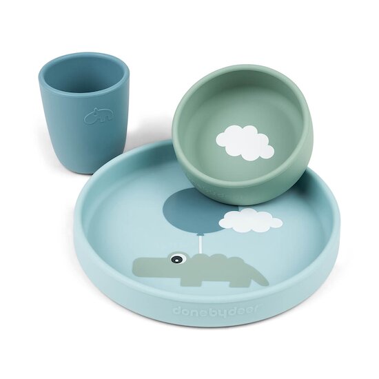 Done by Deer Coffret repas en silicone Happy clouds Bleu 