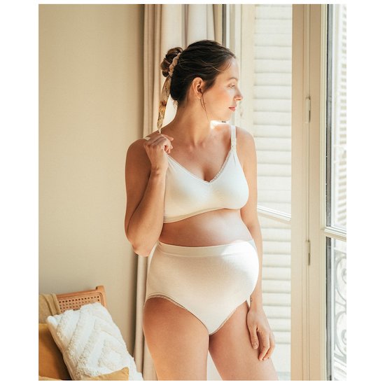 Cache cœur Brassière de grossesse et d'allaitement Organic Blanc xL