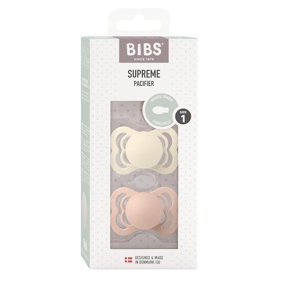 BIBS Tétines Supreme 2 Pack Caoutchouc naturel Ivory/Blush 