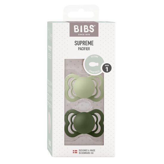 BIBS Tétines Supreme 2 Pack Silicone Sage/Hunter Green 
