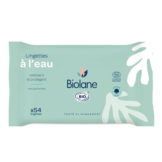 Biolane Lingettes à l'eau Bio Vert 