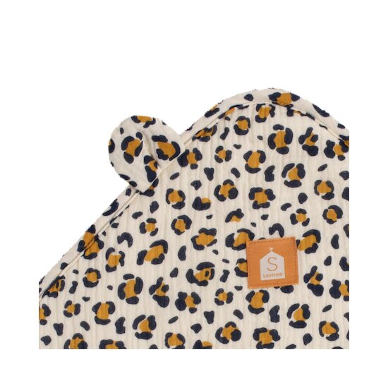 Sauthon Cape de Bain Plus Gant Leopard Ecru/Noir/Caramel 