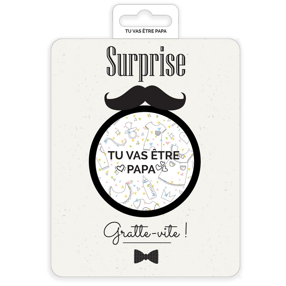 Carte à gratter annonce « Tu vas être papa » NOIR Irréversible Bijoux