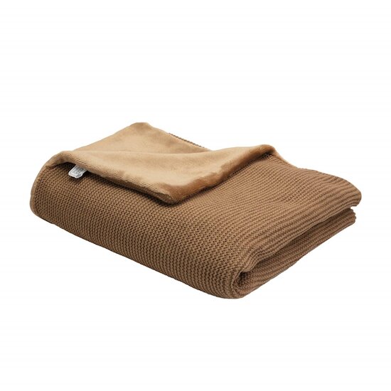 Trois Kilos Sept Couverture tricot flanelle Camel 75x100 cm