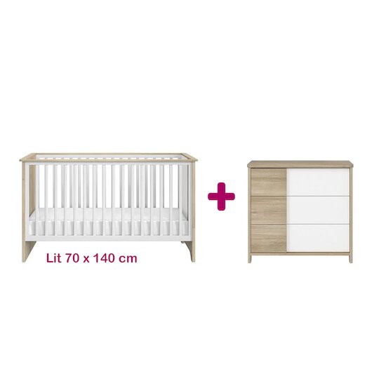 Galipette Chambre bébé duo Sacha Du Bocage : lit 70x140, commode   Galipette Chambre bébé duo Sacha Du Bocage : lit 70x140, commode