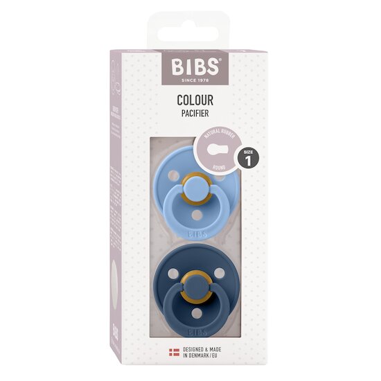 BIBS Tétines Colour 2 Pack Caoutchouc naturel Sky Blue/Steel Blue 