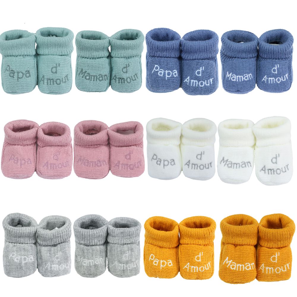 Chaussons papa et maman d'amour MULTICOLORE Trois Kilos Sept