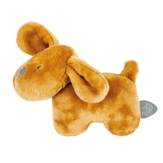 Nattou Charlie hochet chien flanelle  Caramel 17 cm