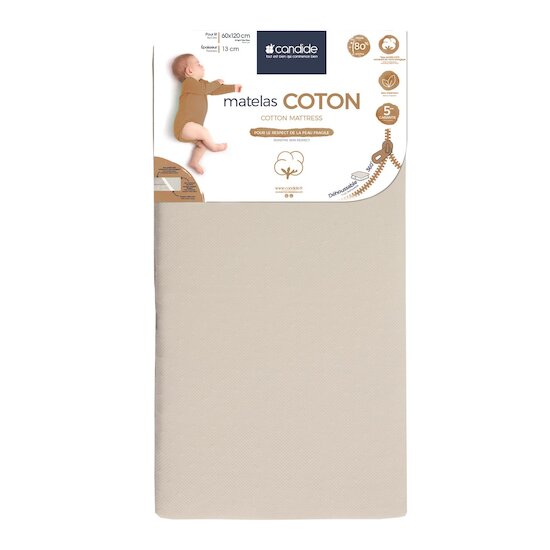 Candide Matelas Coton déhoussable 360° Ecru 