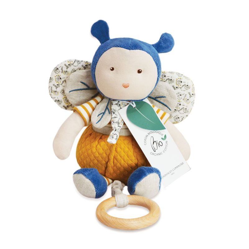 Doudou & Compagnie - Peluche musicale Pollen l'abeille en coton bio MULTICOLORE Doudou & Compagnie