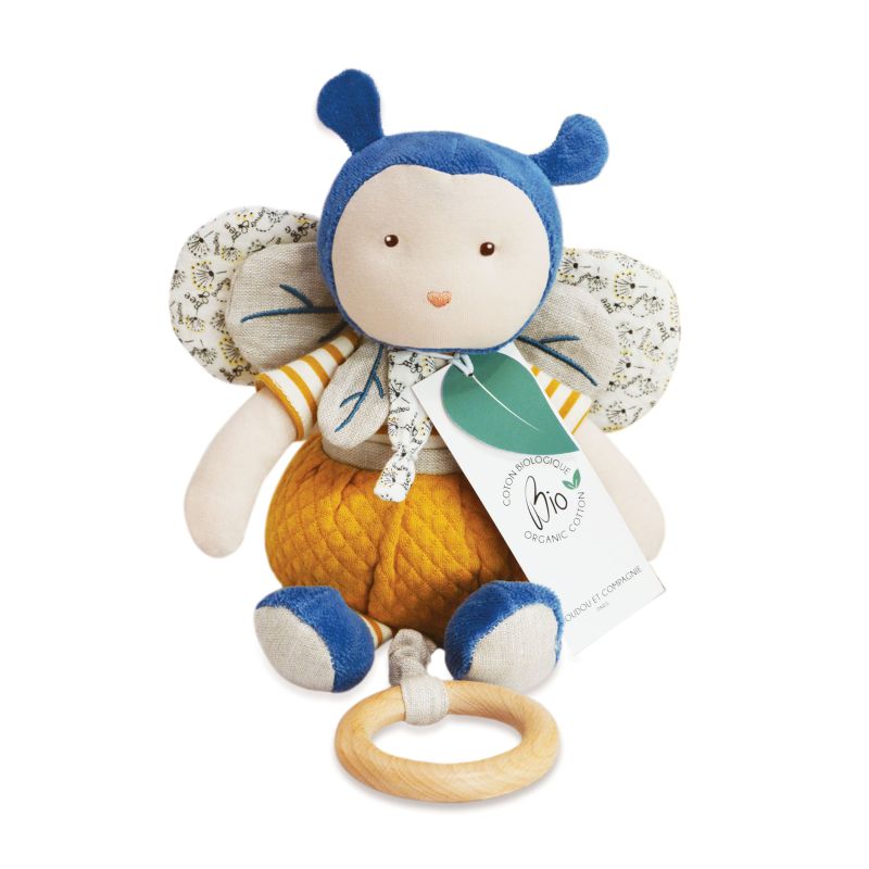 Peluche musicale Pollen l'abeille en coton bio MULTICOLORE Doudou & Compagnie