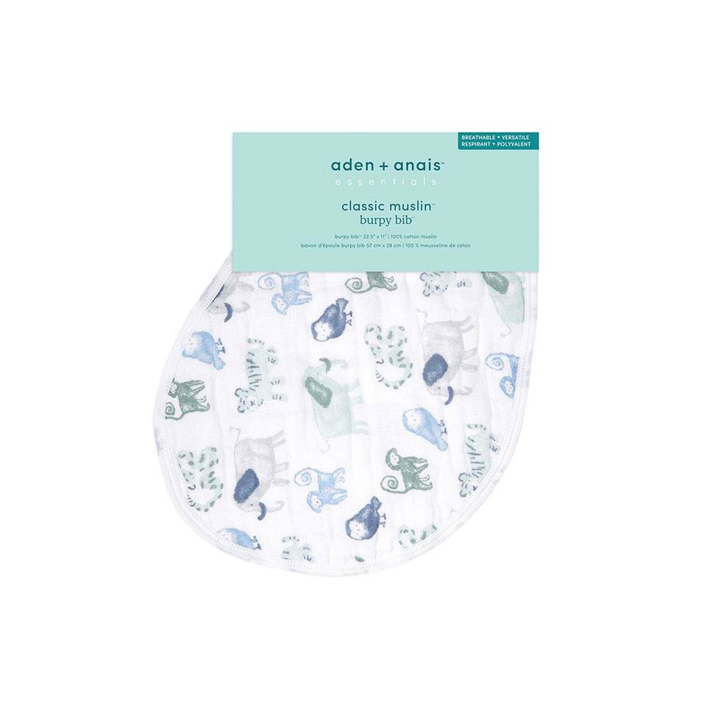 Bavoir d’épaule Burpy bib en mousseline de coton Essentials BLEU Aden et Anais