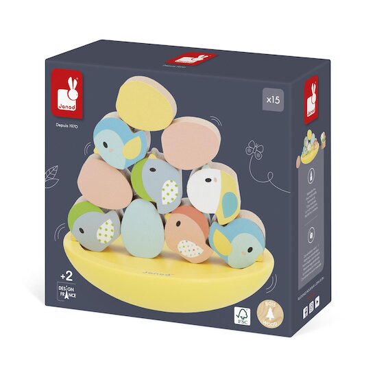 Janod Jeu d'équilibre Pure Oiseaux Multicolore  Janod Jeu d'équilibre Pure Oiseaux Multicolore