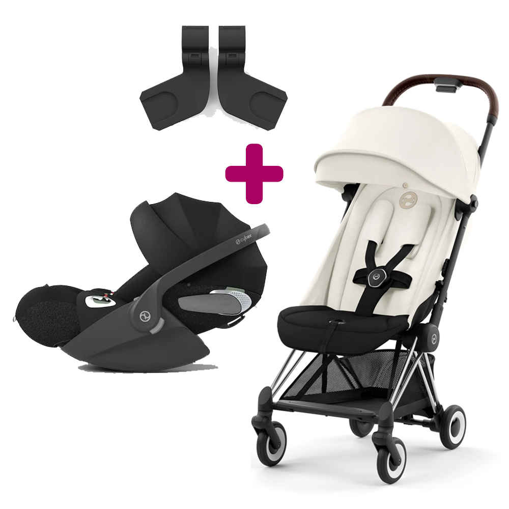 Pack Poussette Coya Off White + Coque Cloud T i-Size Sepia Black + adaptateurs coque  Cybex