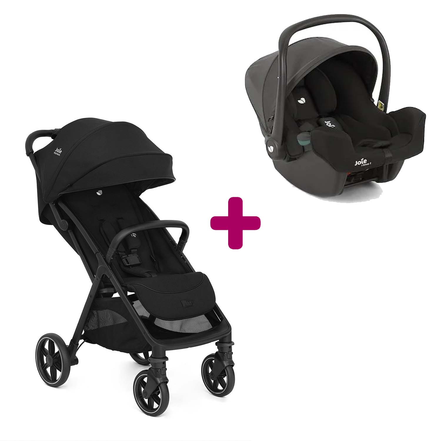 Pack Poussette duo Parcel Lx Eclipse + coque I-Snug 2 Shale Joie