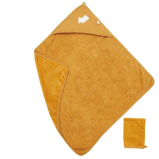 Nattou Charlie cape de bain avec gant Caramel 