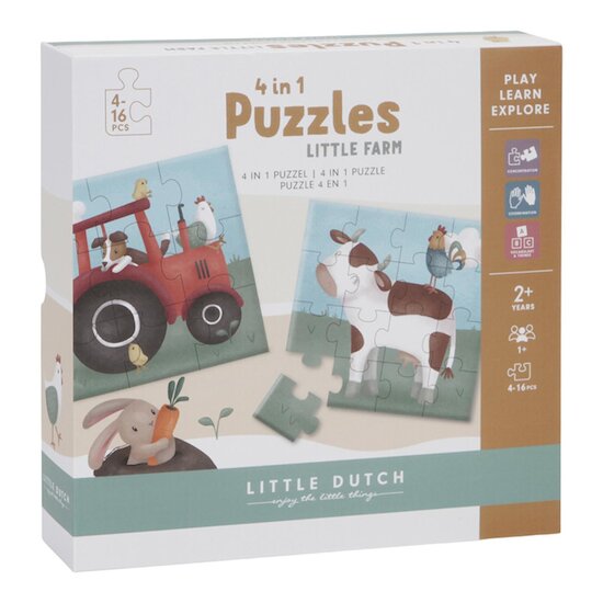 Little Dutch Puzzle 4 en 1 FSC Little Farm 