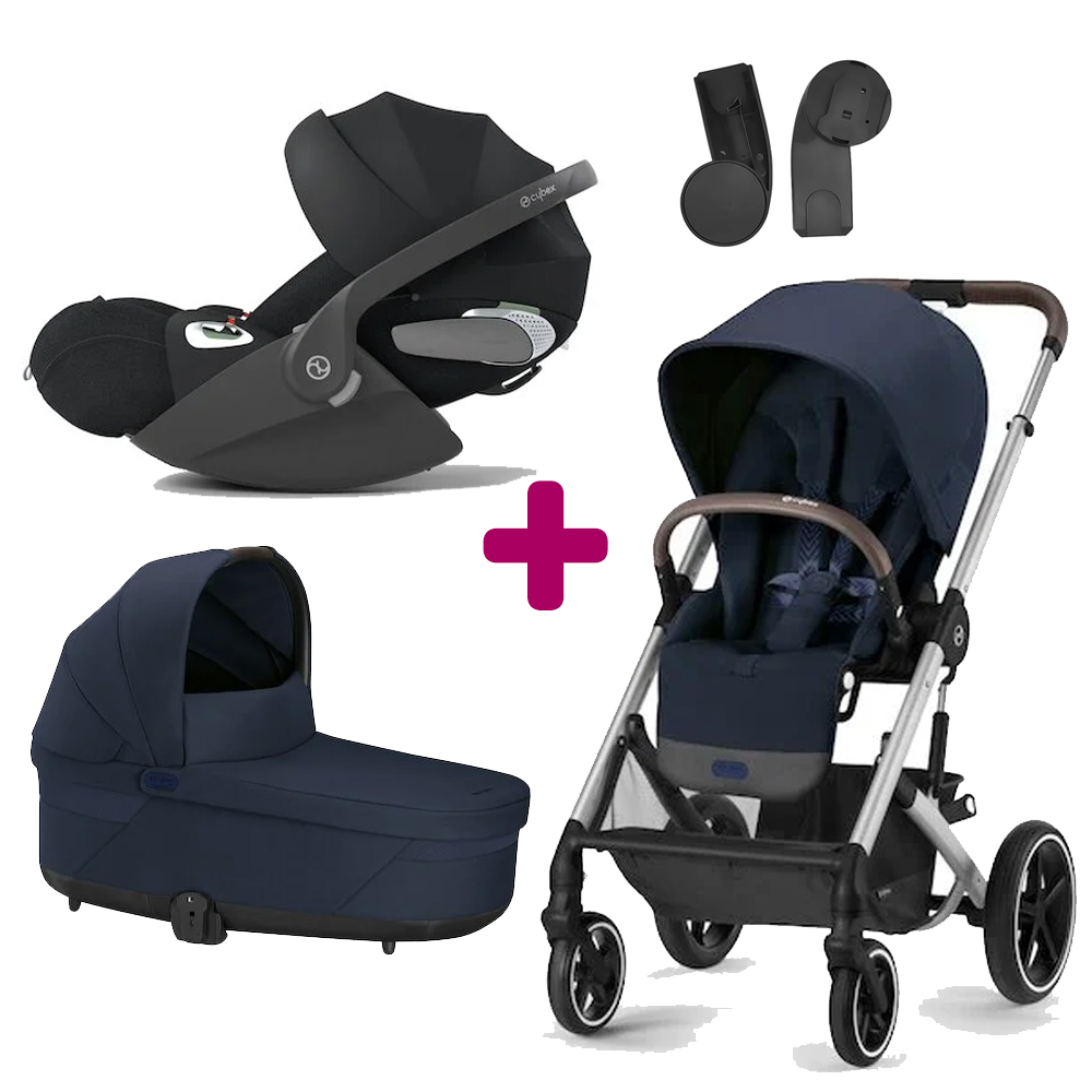 Cybex - Pack poussette trio Balios S Lux ocean blue + nacelle Cot S Lux Ocean blue + coque Cloud T i-size tissus plus Sepia Black  Cybex