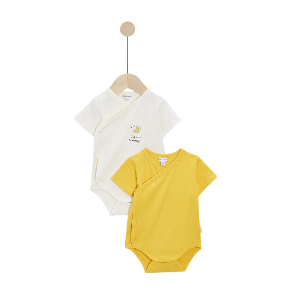 Lot de 2 bodies manches courtes Bastide ensoleillée BLANC P’tit bisou