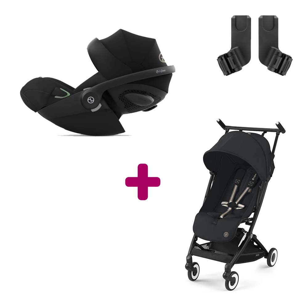 Cybex - Pack Poussette Duo Libelle Magic Black + adaptateurs + Coque Cloud G i-Size Moon Black  Cybex