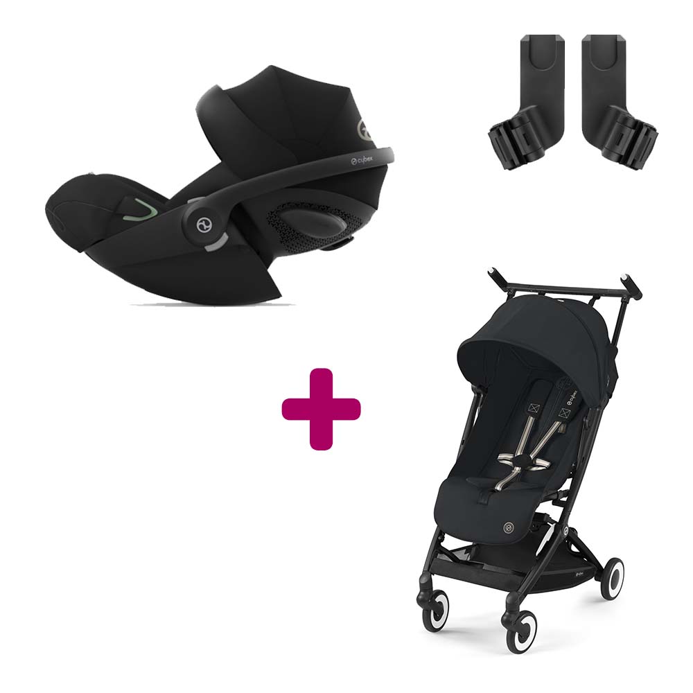 Pack Poussette Duo Libelle Magic Black + adaptateurs + Coque Cloud G i-Size Moon Black Cybex