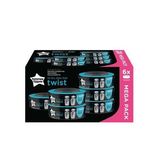 Kit poubelle à couches twist et click 12 recharges blanc Tommee