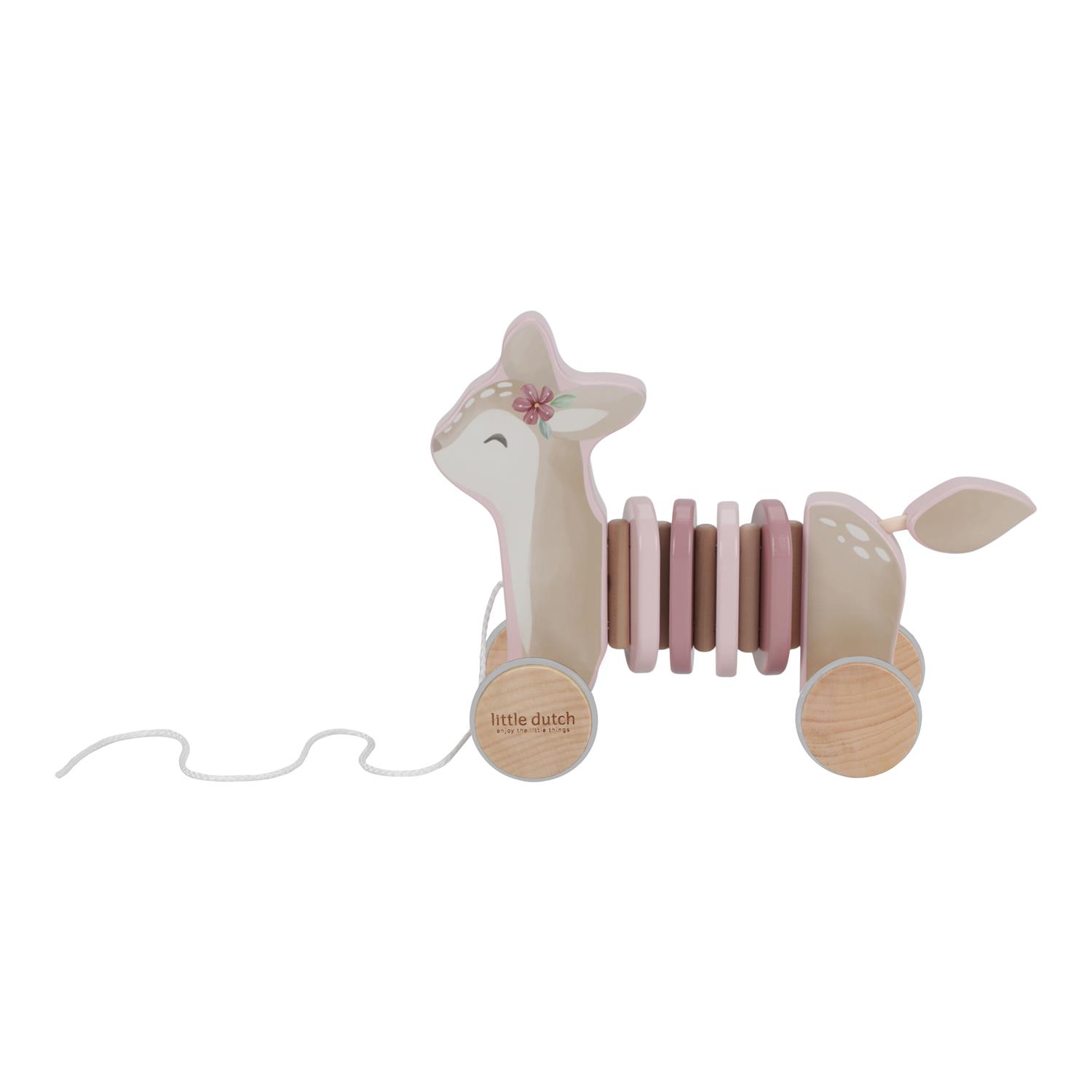 Jouet à tirer faon en bois FSC MULTICOLORE Little Dutch