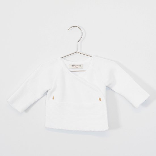 La Manufacture de layette Brassière 2 mailles Tout Petits Chats Blanc 1 mois