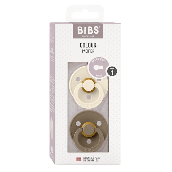 BIBS Tétines Colour 2 Pack Caoutchouc naturel Ivory/Dark Oak 
