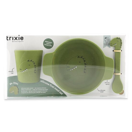 Trixie Set repas en silicone Mr. Dino  Trixie Set repas en silicone Mr. Dino