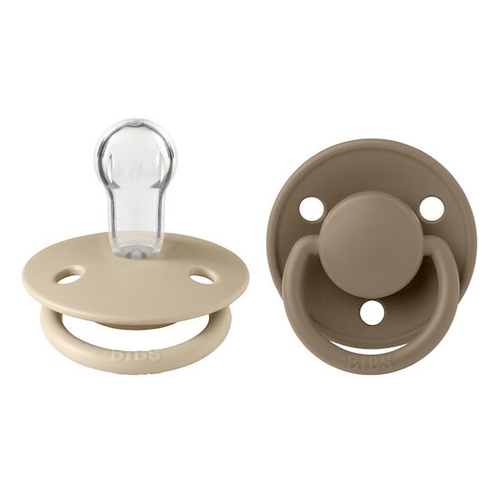 BIBS Tétines De Lux 2 Pack Silicone Vanilla/Dark Oak 