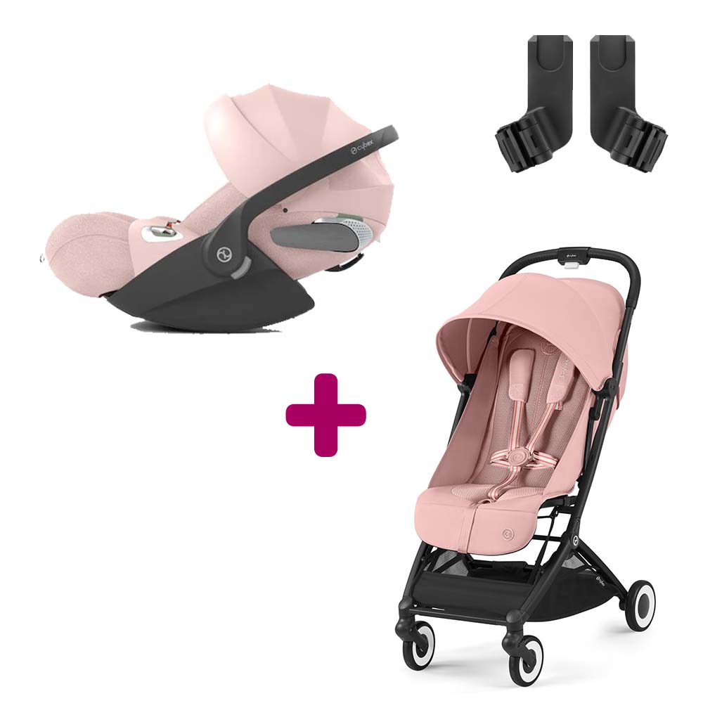 Cybex - Pack Poussette Duo Orfeo Candy Pink + adaptateurs + Coque Auto Cloud T i-Size Tissu Plus Peach Pink  Cybex