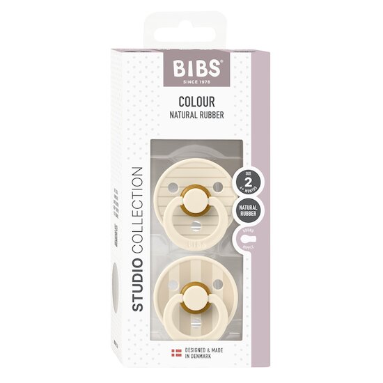 BIBS Tétines Studio Colour 2 Pack Caoutchouc naturel Ivory/Vanilla 