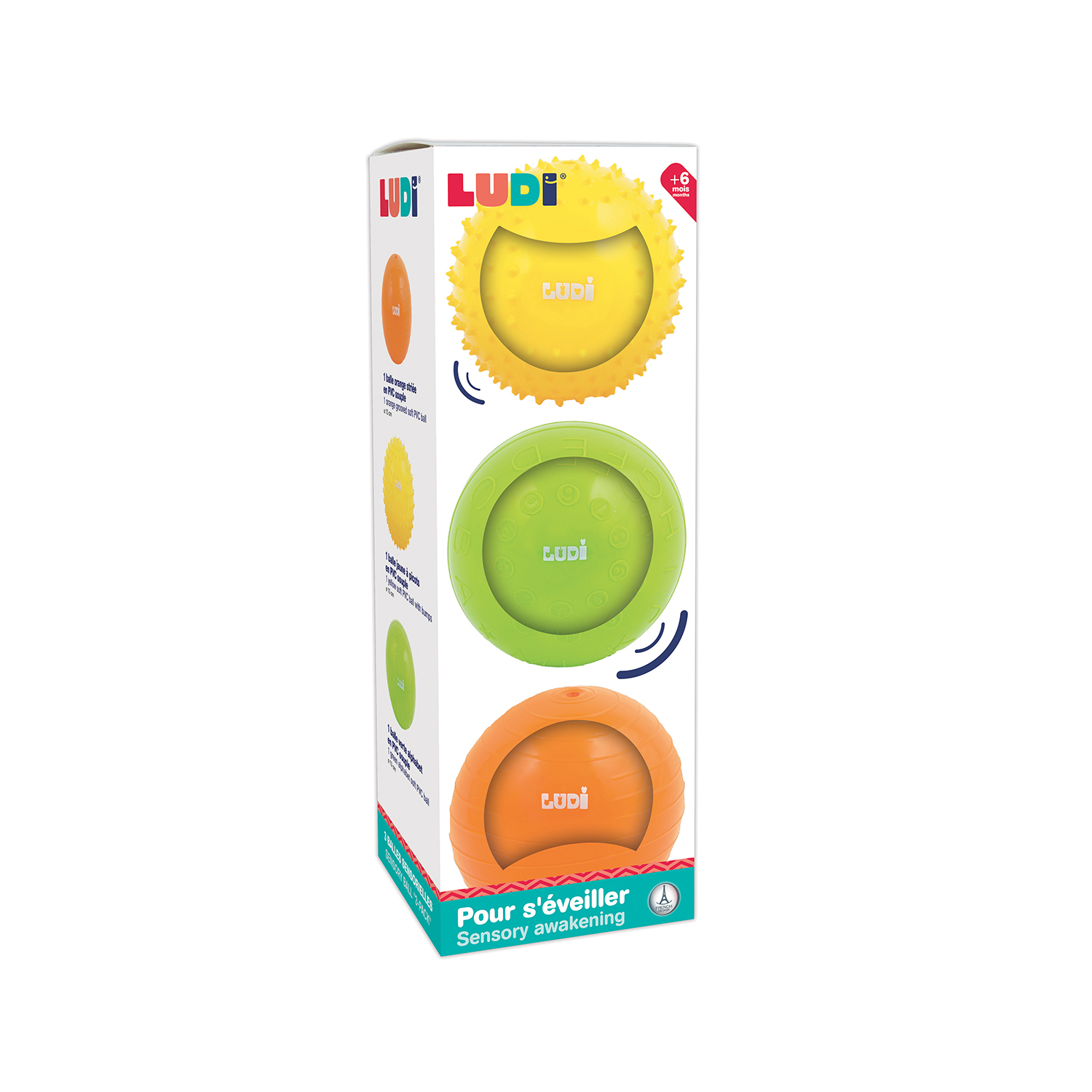 LUDI - Coffret de 3 balles sensorielles MULTICOLORE Ludi