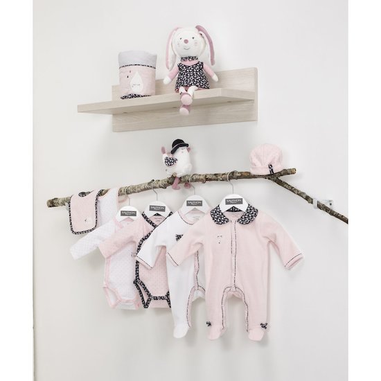 Kit Naissance bébé - 6 Pièces (Pyjama, Body, Bonnet, Moufles, Chaussons et  Pochon de Rangement) Cadeau Bébé Fille - Certifié OKEO-TEX - Motif Arc en
