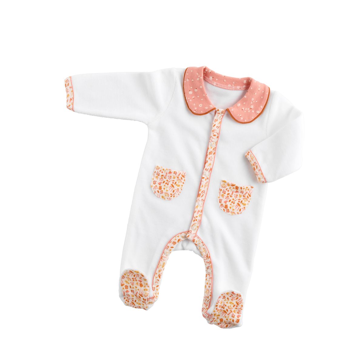 Pyjama avec col motif floral Esmee BLANC Sauthon