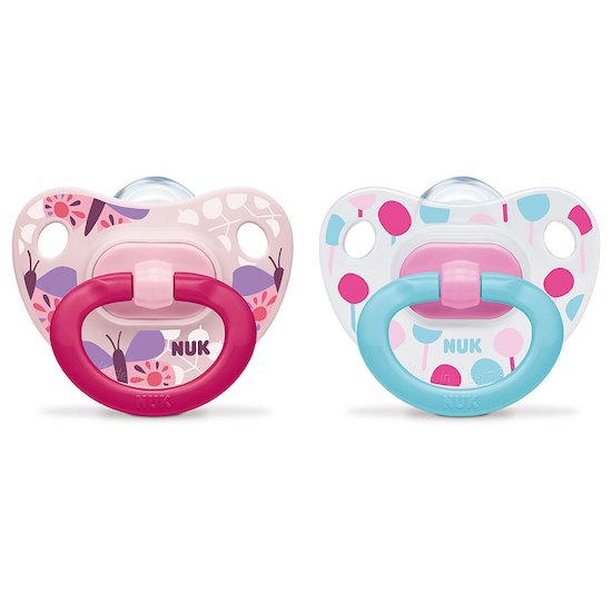 Nuk 2 Sucettes  Classic fille multicolore Taille 2