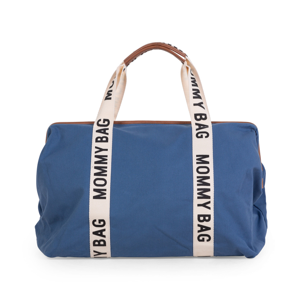 Childhome - Sac à langer Mommy bag signature toile BLEU Childhome