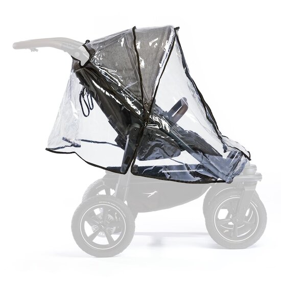 TFK Habillage pluie poussette Duo2 version sport 2 assises Noir  TFK Habillage pluie poussette Duo2 version sport 2 assises Noir