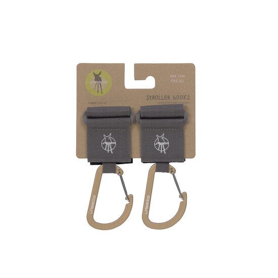 Lässig 2 attaches poussette avec mousqueton anthracite  Lässig 2 attaches poussette avec mousqueton anthracite