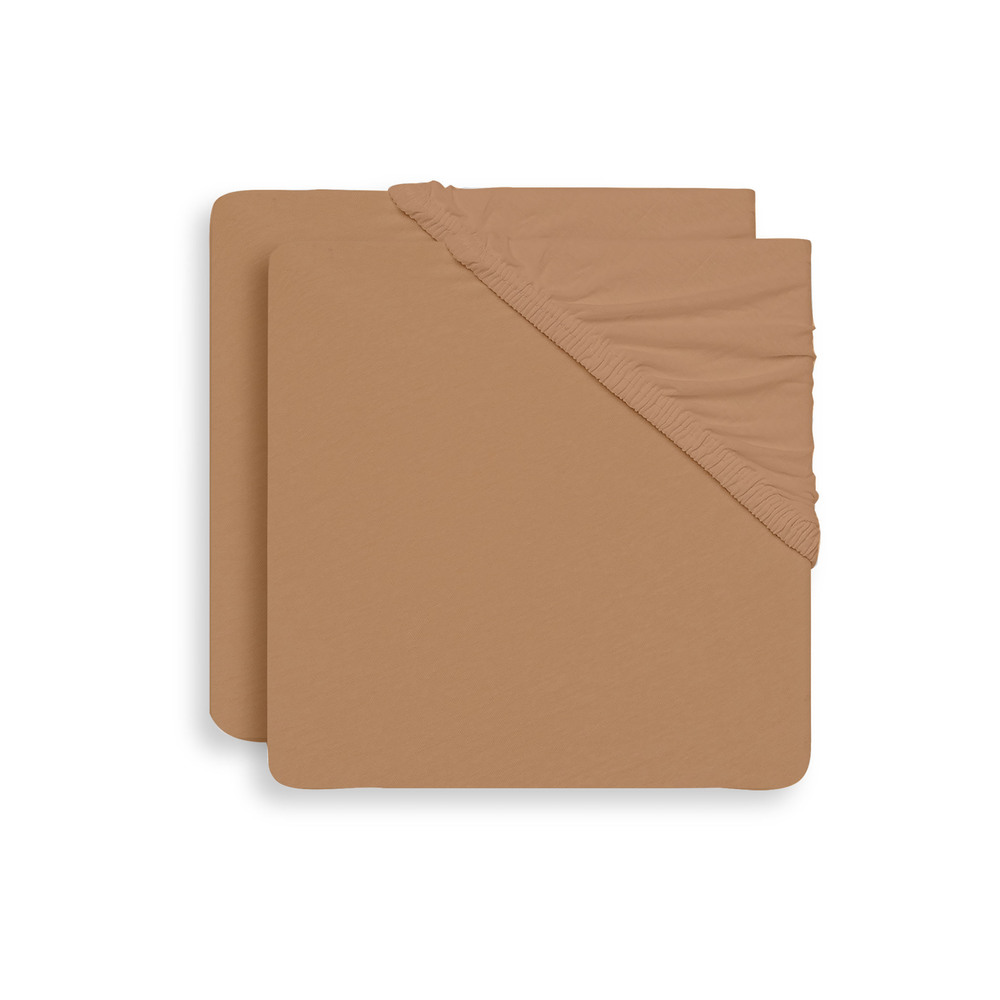 Jollein - Lot de 2 draps housse jersey MARRON Jollein