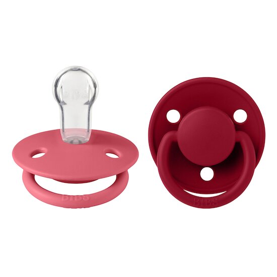 BIBS Tétines De Lux 2 Pack Silicone Coral/Ruby 