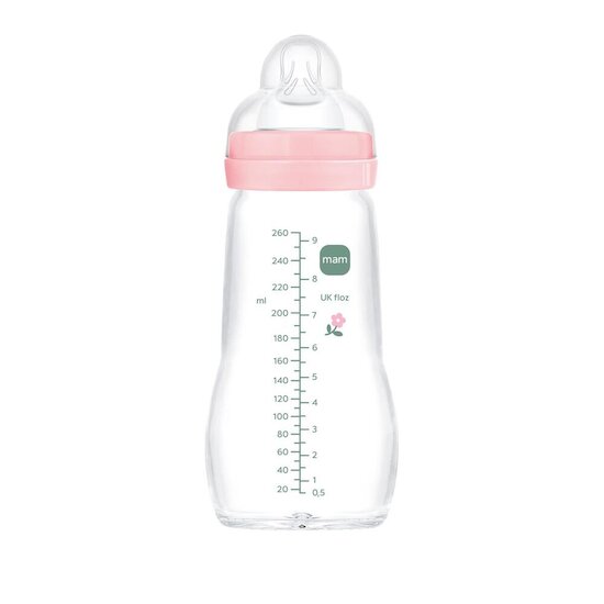 MAM Biberon verre Rose 260 ml MAM Biberon verre Rose 260 ml