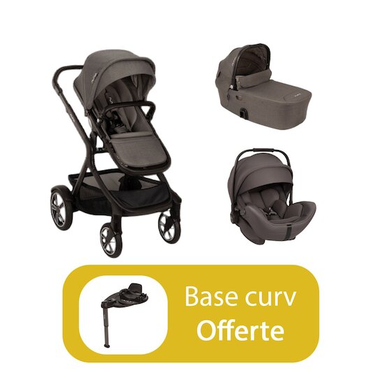 Nuna Pack Poussette trio Demi next Thunder + nacelle Demi next + coque Arra flex  = base curv offerte  